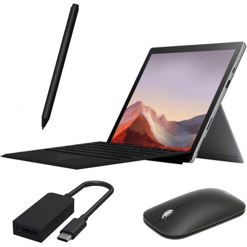  Microsoft Surface Pro 7 2 in 1 Touchscreen Tablet 12.3 2736x1824, 10th Gen i5, 8GB RAM, 128GB SSD, Quad-Core, USB-C, Backlit, Webcam, Win 10 w/Black Type Cover, Pen, Mouse, DP Adap