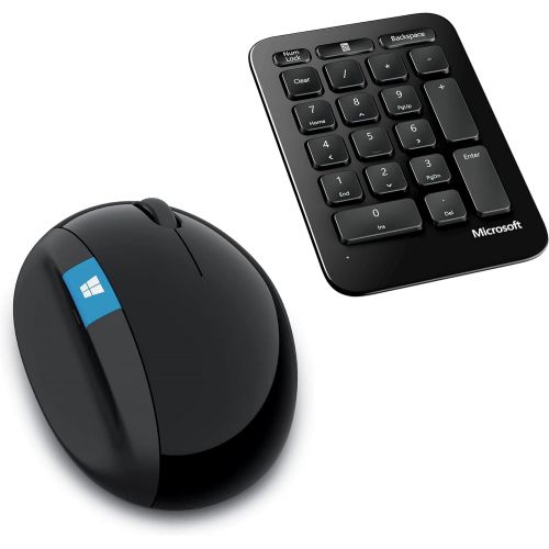  Microsoft Sculpt Ergonomic Wireless Mouse, Includes Separate Wireless Number Pad for Business and Workspace - Bulk Packaging - Black