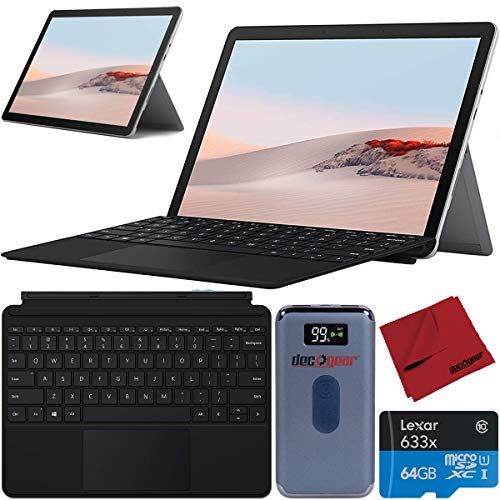  Microsoft Surface Go 2 10.5 Touch Screen Tablet STQ-00001 8GB RAM 128GB SSD Solid State Drive Intel Pentium Gold 4425Y Bundle + Signature Type Cover Keyboard + Deco Gear Power Bank
