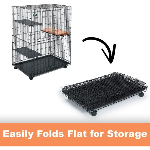 MidWest Homes for Pets Midwest Cat Playpen | Cat Cage Includes 3 Adjustable Perching Shelves & 1 Shelf-Attaching Cat Bed & Wheel Casters | Ideal for 1-2 Cats | Cage Measures 36L x 23.5W x 50.50H Inches