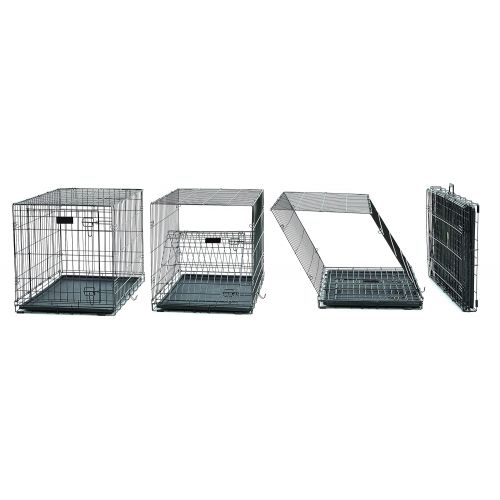  MidWest Homes for Pets Small Dog Crate | MidWest Life Stages 24 Double Door Folding Metal Dog Crate | Divider Panel, Floor Protecting Feet, Leak-Proof Dog Tray | 24L x 18W x 21H Inches, Small Dog Breed