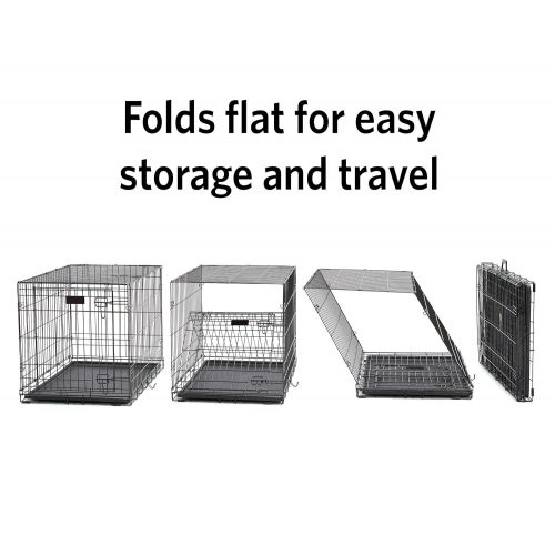  MidWest Homes for Pets Small Dog Crate | MidWest Life Stages 24 Double Door Folding Metal Dog Crate | Divider Panel, Floor Protecting Feet, Leak-Proof Dog Tray | 24L x 18W x 21H Inches, Small Dog Breed