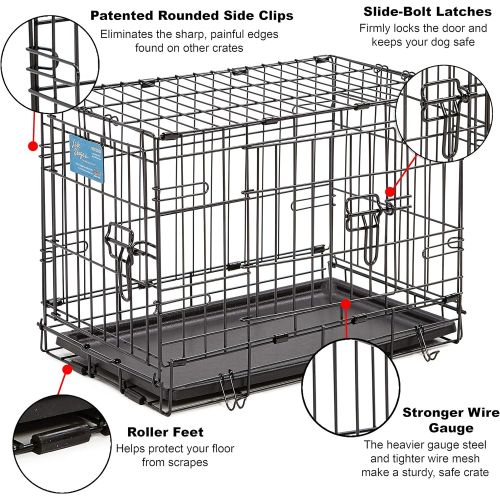  MidWest Homes for Pets Dog Crate | MidWest Life Stages XS Double Door Folding Metal Dog Crate | Divider Panel, Floor Protecting Feet, Leak-Proof Dog Tray | 22L x 13W x 16H inches, XS Dog Breed