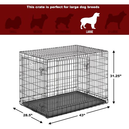  MidWest Homes for Pets Ulitma Pro (Professional Series & Most Durable MidWest Dog Crate) Extra-Strong Double Door Folding Metal Dog Crate w Divider Panel, Floor Protecting Roller Feet & Leak-Proof Plast