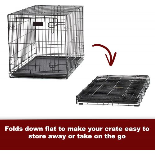  MidWest Homes for Pets Ulitma Pro (Professional Series & Most Durable MidWest Dog Crate) Extra-Strong Double Door Folding Metal Dog Crate w Divider Panel, Floor Protecting Roller Feet & Leak-Proof Plast