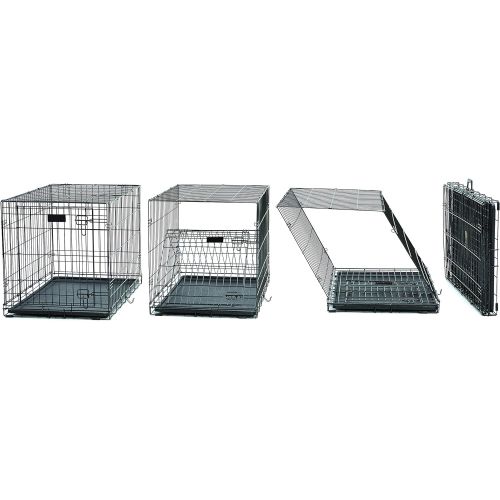  MidWest Homes for Pets Ulitma Pro (Professional Series & Most Durable MidWest Dog Crate) Extra-Strong Double Door Folding Metal Dog Crate w Divider Panel, Floor Protecting Roller Feet & Leak-Proof Plast