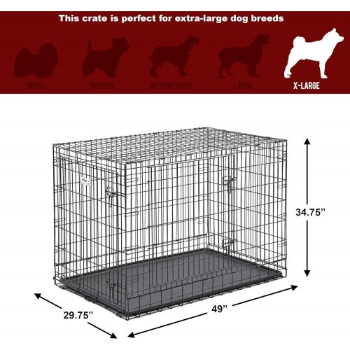  MidWest Homes for Pets Ulitma Pro (Professional Series & Most Durable MidWest Dog Crate) Extra-Strong Double Door Folding Metal Dog Crate w Divider Panel, Floor Protecting Roller Feet & Leak-Proof Plast