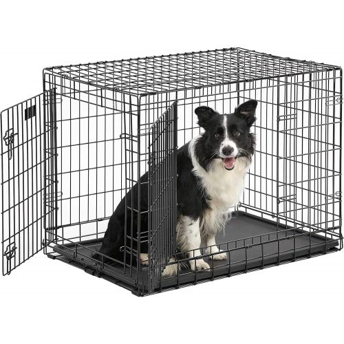  MidWest Homes for Pets Ulitma Pro (Professional Series & Most Durable MidWest Dog Crate) Extra-Strong Double Door Folding Metal Dog Crate w Divider Panel, Floor Protecting Roller Feet & Leak-Proof Plast