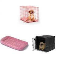 MidWest Homes for Pets 24-Inch Pink Single Door iCrate with Fleece Bed and Cover