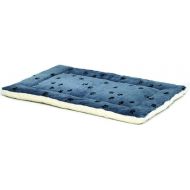 MidWest Homes for Pets Reversible Paw Print Pet Bed in Blue & White Synthetic Fur for Dogs & Cats