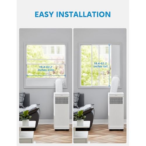  Midea 10,000 BTU ASHRAE (7,100 BTU SACC) Portable Air Conditioner Smart Control, Cools up to 300 Sq. Ft., with Dehumidifier & Fan mode, Easy- to-use Remote Control & Window Installation Kit Included