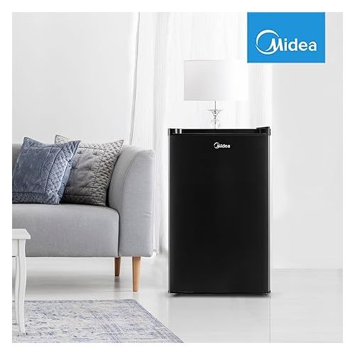  Midea WHS-160RB1 Single Reversible Compact Refrigerator, 4.4 Cubic Feet Fridge, Black