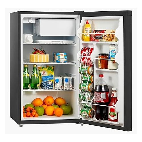  Midea WHS-160RB1 Single Reversible Compact Refrigerator, 4.4 Cubic Feet Fridge, Black