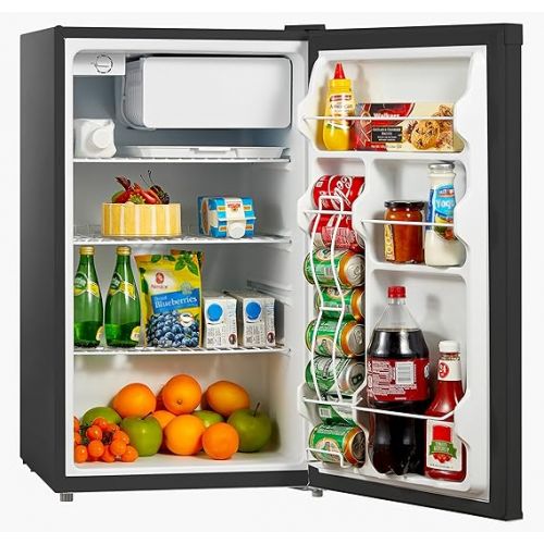  Midea WHS-160RB1 Single Reversible Compact Refrigerator, 4.4 Cubic Feet Fridge, Black