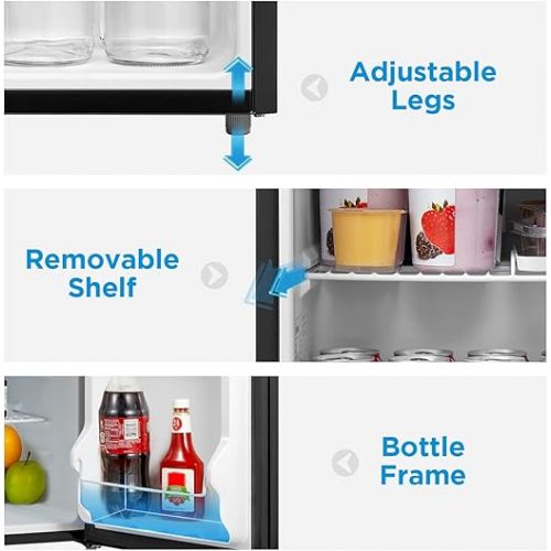  Midea WHS-87LSS1 Refrigerator, 2.4 Cubic Feet, Stainless Steel