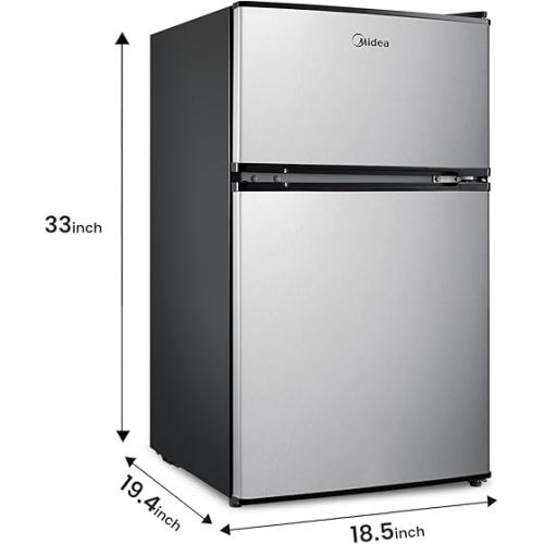  Midea WHD-113FSS1 Compact Refrigerator, 3.1 cu ft, Stainless Steel