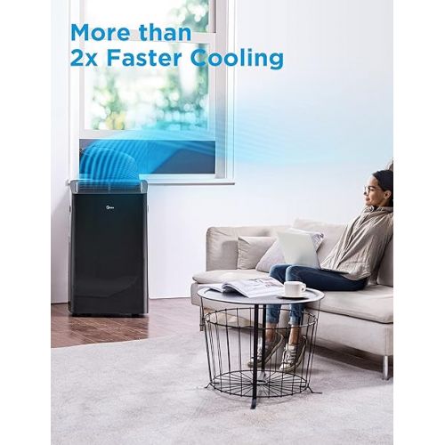  Midea Duo 14,000 BTU (12,000 BTU SACC) High Efficiency Inverter Ultra Quiet Portable Air Conditioner,with Heat up to 550 Sq. Ft., Works with Alexa/Google Assistant, with Remote Control & Window Kit