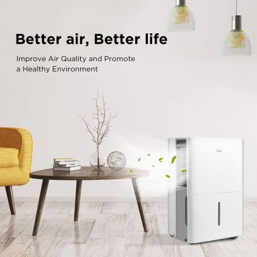  [아마존 핫딜] MIDEA MAD20C1ZWS Portable Dehumidifier 30 Pint with Reusable Air Filter, Ideal for basements, Bedroom, Bathroom, Pint (20 Pint New DOE), white