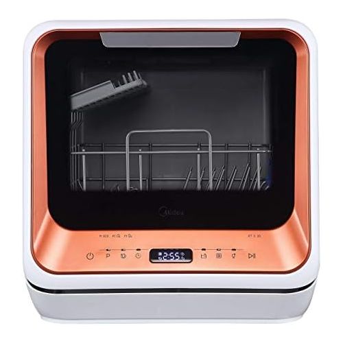  [아마존베스트]Midea ST 3.20N Mini Dishwasher Tableware Dishwasher for 2 Place Settings, Works with/without Water Connection, 6 Cleaning Programs, Delay Start Time, Freestanding, Camping