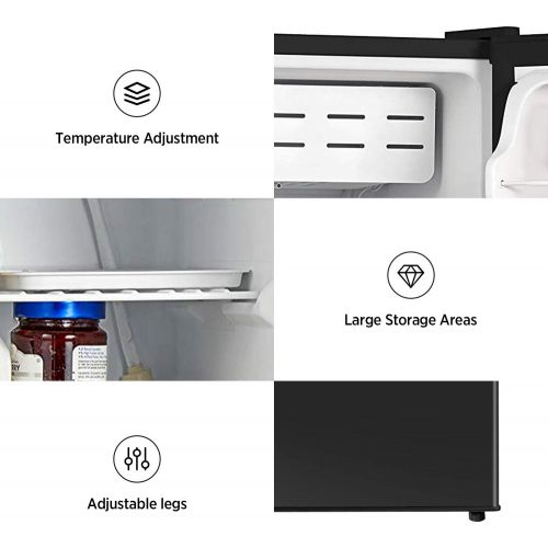  MIDEA Midea WHS-65LB1 Compact Single Reversible Door Refrigerator, 1.6 Cubic Feet(0.045 Cubic Meter), Black