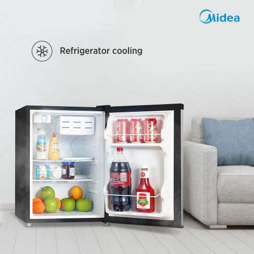  MIDEA Midea WHS-65LB1 Compact Single Reversible Door Refrigerator, 1.6 Cubic Feet(0.045 Cubic Meter), Black