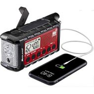 Midland - ER310, Emergency Crank Weather AM/FM Radio - Multiple Power Sources, SOS Emergency Flashlight, Ultrasonic Dog Whistle, & NOAA Weather Scan + Alert (Red/Black)