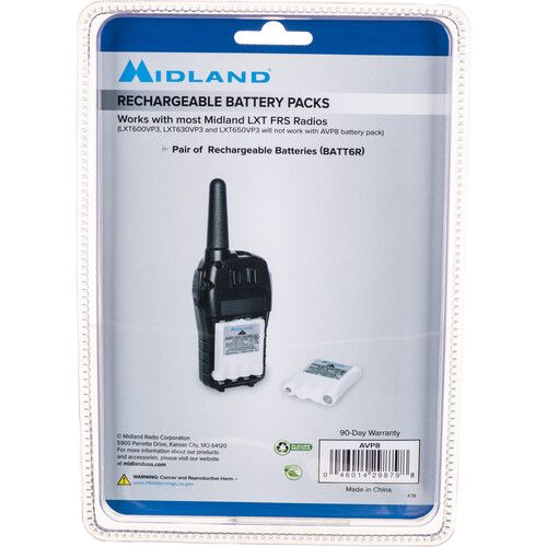  Midland AVP8 Rechargeable NiMH Battery Packs for CXT, LXT and XT Series