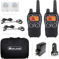 Midland T77VP5 X-TALKER Long Range Walkie-Talkie FRS Two-Way Radio for Camping Overlanding NOAA Weather Scan + Alert, 121 Privacy Codes - Includes Carrying Case & Headset Black/Silver, 2 Radio Bundle