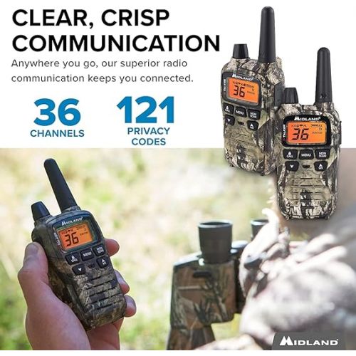  Midland - T75PV5D X-TALKER Extreme Dual Pack - 22 Channels, 121 Privacy Codes, Water Resistant - Clear Communication with Weather Alert - Carrying Case & Headset Included - Camo