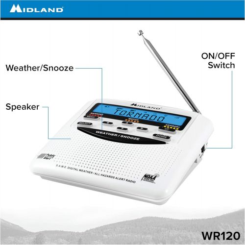  [아마존베스트]Midland - WR120B/WR120EZ - NOAA Emergency Weather Alert Radio - S.A.M.E. Localized Programming, Trilingual Display, 60+ Emergency Alerts, & Alarm Clock (WR120B - Box Packaging)