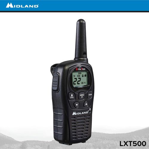 [아마존베스트]Midland - LXT500VP3, 22 Channel FRS Two-Way Radio with Channel Scan - Up to 24 Mile Range Walkie Talkie, Silent Operation, Water Resistant (Pair Pack) (Black)