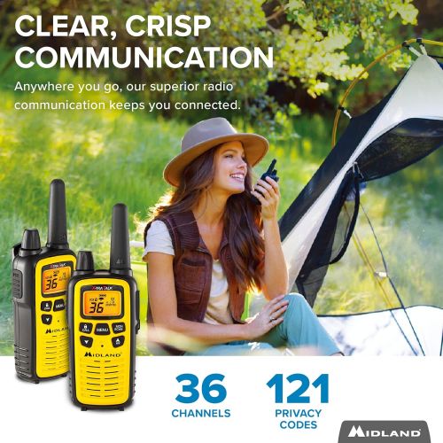  [아마존베스트]Midland - LXT630VP3, 36 Channel FRS Two-Way Radio - Up to 30 Mile Range Walkie Talkie, 121 Privacy Codes, & NOAA Weather Scan + Alert (Pair Pack) (Yellow/Black)