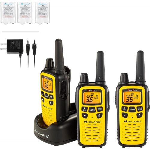  [아마존베스트]Midland 36 Channel FRS Two-Way Radio - Long Range Walkie Talkie, 121 Privacy Codes, NOAA Weather Scan + Alert (Yellow/Black, 3-Pack)