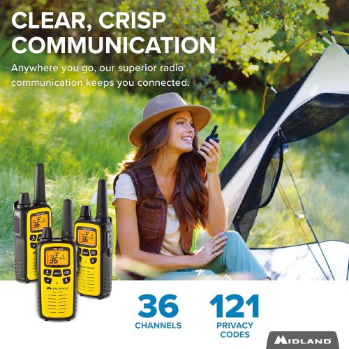  [아마존베스트]Midland 36 Channel FRS Two-Way Radio - Long Range Walkie Talkie, 121 Privacy Codes, NOAA Weather Scan + Alert (Yellow/Black, 3-Pack)