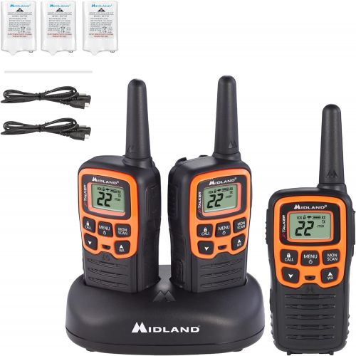  Midland - X-TALKER T51VP3, 22 Channel FRS Two-Way Radio - Extended Range, 38 Privacy Codes, NOAA Weather Alert (3 Pack) (Black/Orange)