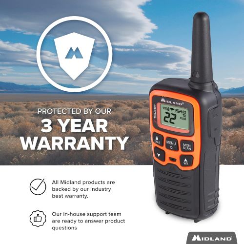  Midland - X-TALKER T51VP3, 22 Channel FRS Two-Way Radio - Extended Range, 38 Privacy Codes, NOAA Weather Alert (3 Pack) (Black/Orange)