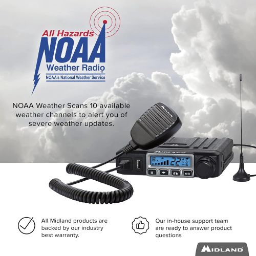  [아마존베스트]Midland - MXT115, 15 Watt GMRS MicroMobile Two-Way Radio - 8 Repeater Channels, 142 Privacy Codes, NOAA Weather Scan + Alert & External Magnetic Mount Antenna (Single Pack) (Black)