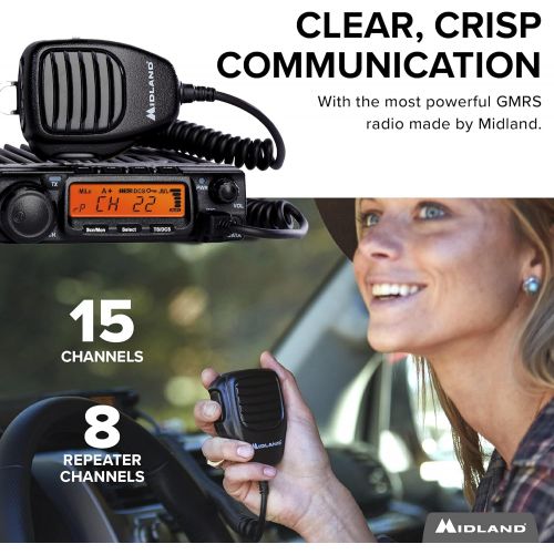  [아마존베스트]Midland 40 Watt GMRS MicroMobile Two-Way Radio - Long Range Walkie Talkie, 8 Repeater Channels, 142 Privacy Codes