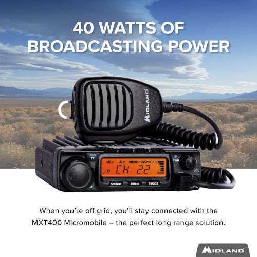  [아마존베스트]Midland 40 Watt GMRS MicroMobile Two-Way Radio - Long Range Walkie Talkie, 8 Repeater Channels, 142 Privacy Codes