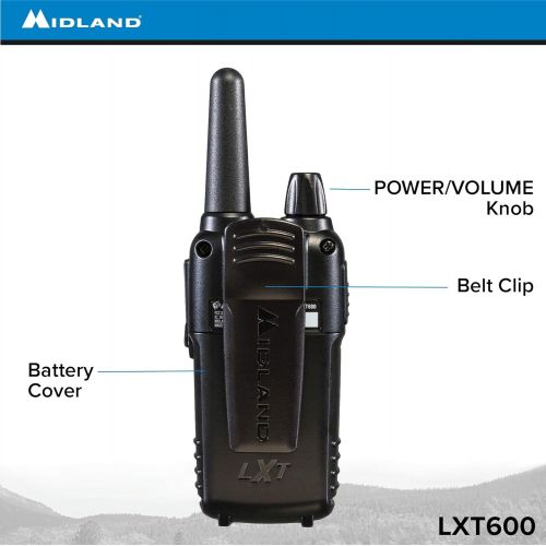  Midland - Business Radio Bundle - LXT600BBX4, 36 Channel FRS Two-Way Radio - Concealed Headsets, eVox for Hands-Free Operation, NOAA Weather Scan + Alert (8 Pack) (Black)