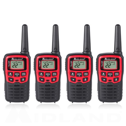  Midland T31X4VP 22 Channel FRS Walkie Talkie - Up to 26 Mile Range Two-Way Radio - RedBlack (Pack of 4)