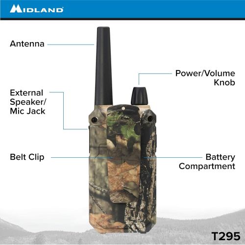  Midland - X-TALKER T295VP4, 36 Channel GMRS Two-Way Radio - Up to 40 Mile Range Walkie Talkie, 121 Privacy Codes, NOAA Weather Scan + Alert (Pair Pack) (Mossy Oak Camo)