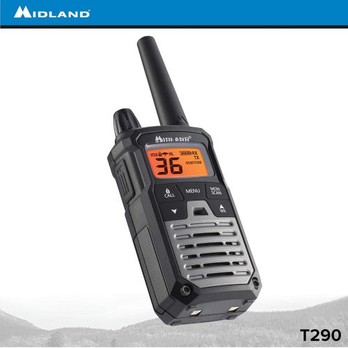  Midland - X-TALKER T290VP4, 36 Channel GMRS GMRS Two-Way Radio - Up to 40 Mile Range Walkie Talkie, 121 Privacy Codes, NOAA Weather Scan + Alert (Pair Pack) (Black/Silver)