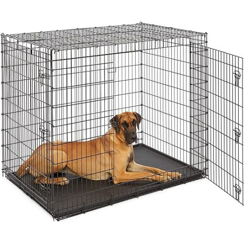  Midwest Homes for Pets Ginormous Double Door 54-Inch Dog Crate for XXL Dogs Breeds; Great Dane, Mastiff, St. Bernard, Drop Pin Assembly Requires Two People; Divider Panel Not Included; Black: SL54DD