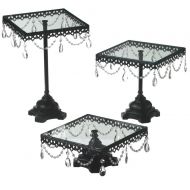 Midwest-CBK Midwest CBK Jeweled Black Square Cake Stand, Set of 3