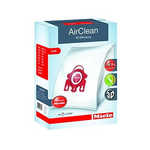  Miele AirClean 3D Efficiency Dust Bag, Type FJM, 4 Bags & 2 Filters