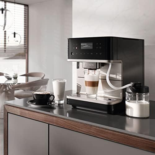 NEW Miele CM 6360 MilkPerfection Automatic Wifi Coffee Maker & Espresso Machine Combo, Obsidian Black & Clean Steel Metallic - Grinder, Milk Frother, Cup Warmer, Glass Milk Contain