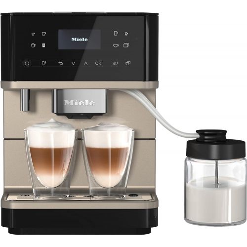  NEW Miele CM 6360 MilkPerfection Automatic Wifi Coffee Maker & Espresso Machine Combo, Obsidian Black & Clean Steel Metallic - Grinder, Milk Frother, Cup Warmer, Glass Milk Contain