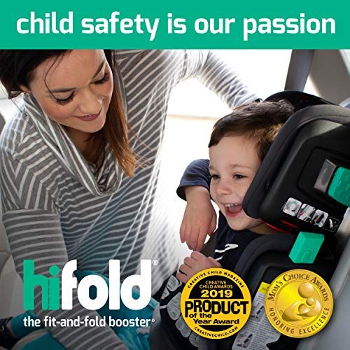  mifold hifold fit-and-fold Highback Booster Seat, ? Adjustable Narrow, Foldable Booster Car Seat for Everyday, Travel, Carpooling and More ? Slate Grey