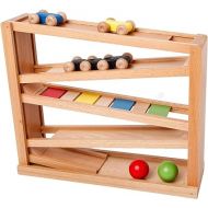 Wooden Ramp Racer. Race Track for Toddlers and 3 Wood Cars and 2 Balls,Toddler Toys for 1 2 3 Year Old Boy and Girl Gifts